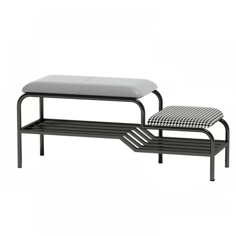 17" H Modern Metal Seating Bench Cushioned Entryway Bench with Legs