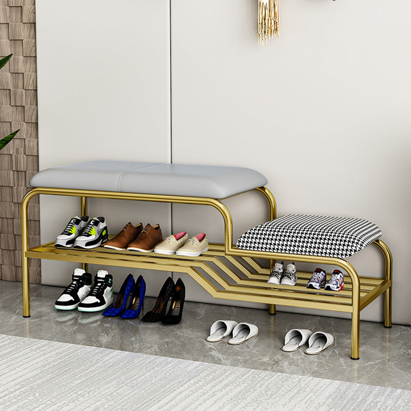 17" H Modern Metal Seating Bench Cushioned Entryway Bench with Legs