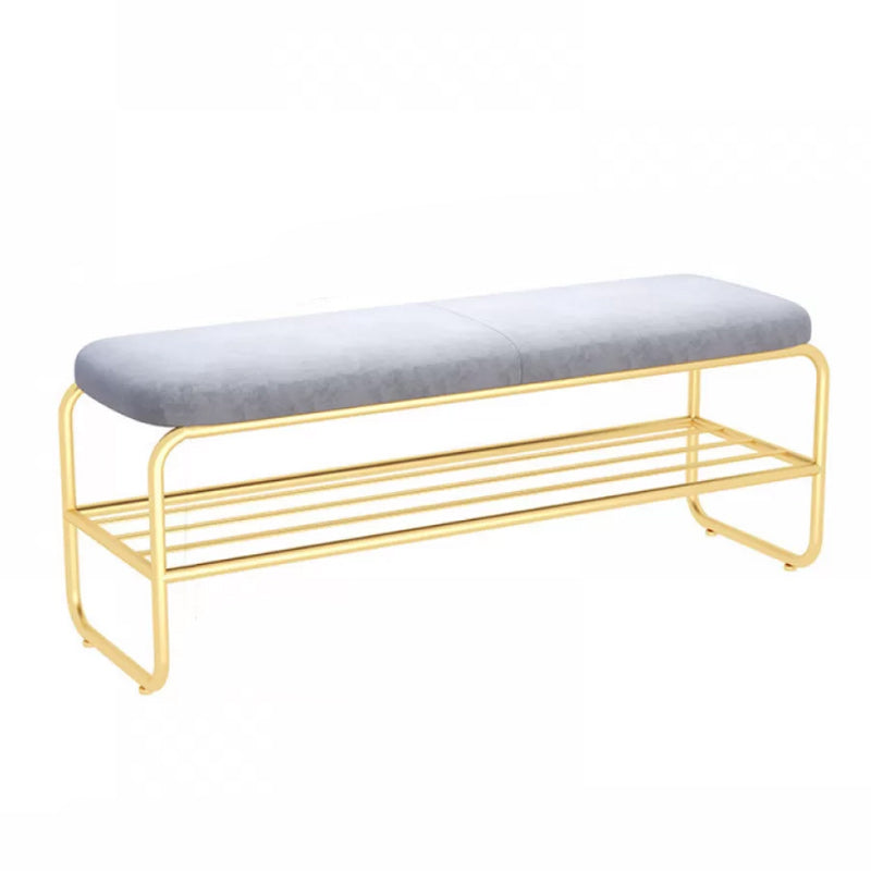 17" H Modern Metal Seating Bench Cushioned Entryway Bench with Legs