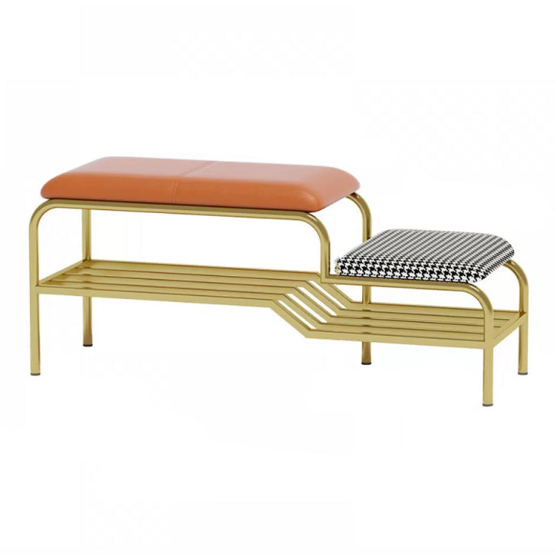 17" H Modern Metal Seating Bench Cushioned Entryway Bench with Legs