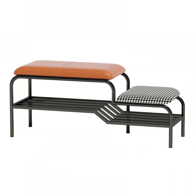 17" H Modern Metal Seating Bench Cushioned Entryway Bench with Legs