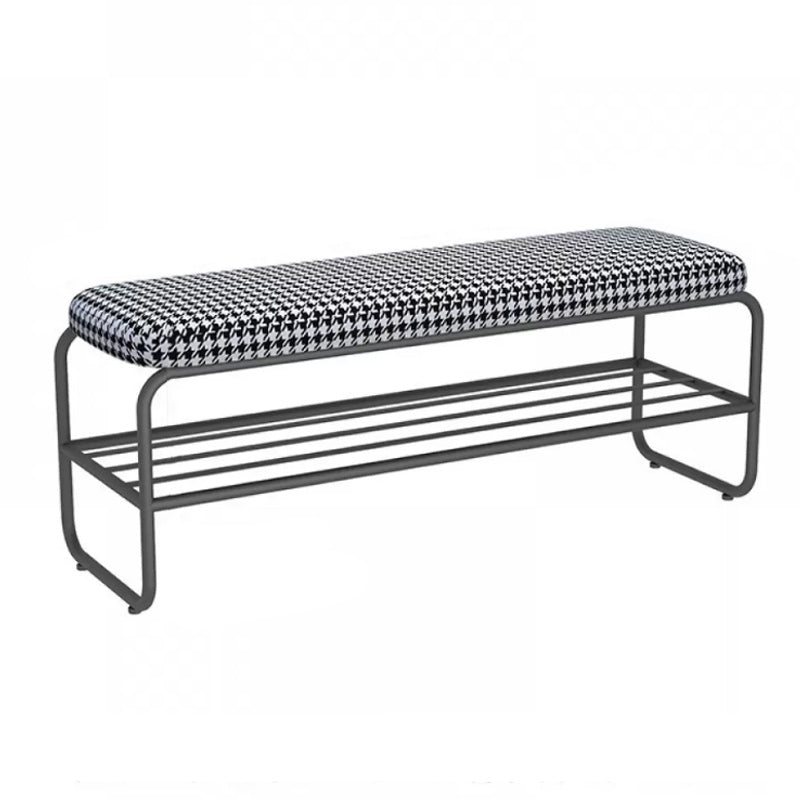 17" H Modern Metal Seating Bench Cushioned Entryway Bench with Legs