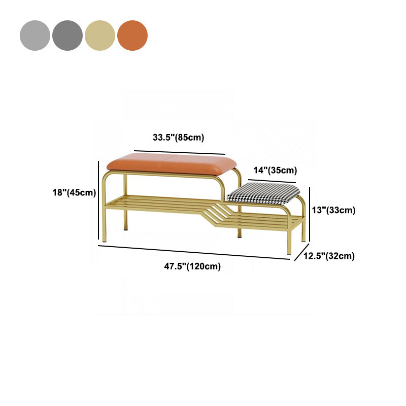 17" H Modern Metal Seating Bench Cushioned Entryway Bench with Legs