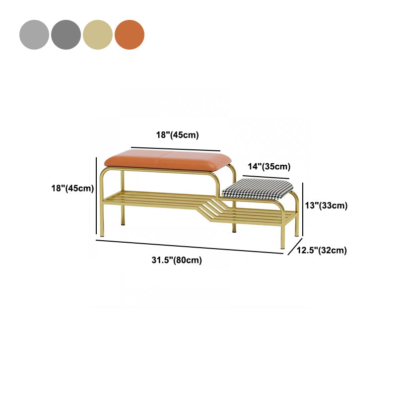 17" H Modern Metal Seating Bench Cushioned Entryway Bench with Legs