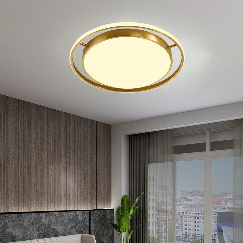 Round Flush Mount Modern Metal Flush Mount Ceiling Light in Gold