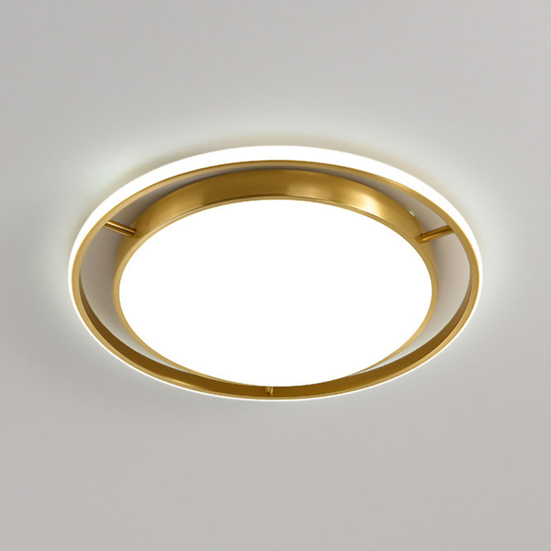 Round Flush Mount Modern Metal Flush Mount Ceiling Light in Gold