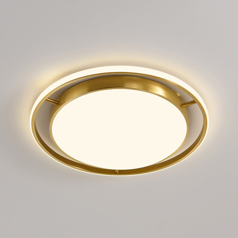 Round Flush Mount Modern Metal Flush Mount Ceiling Light in Gold