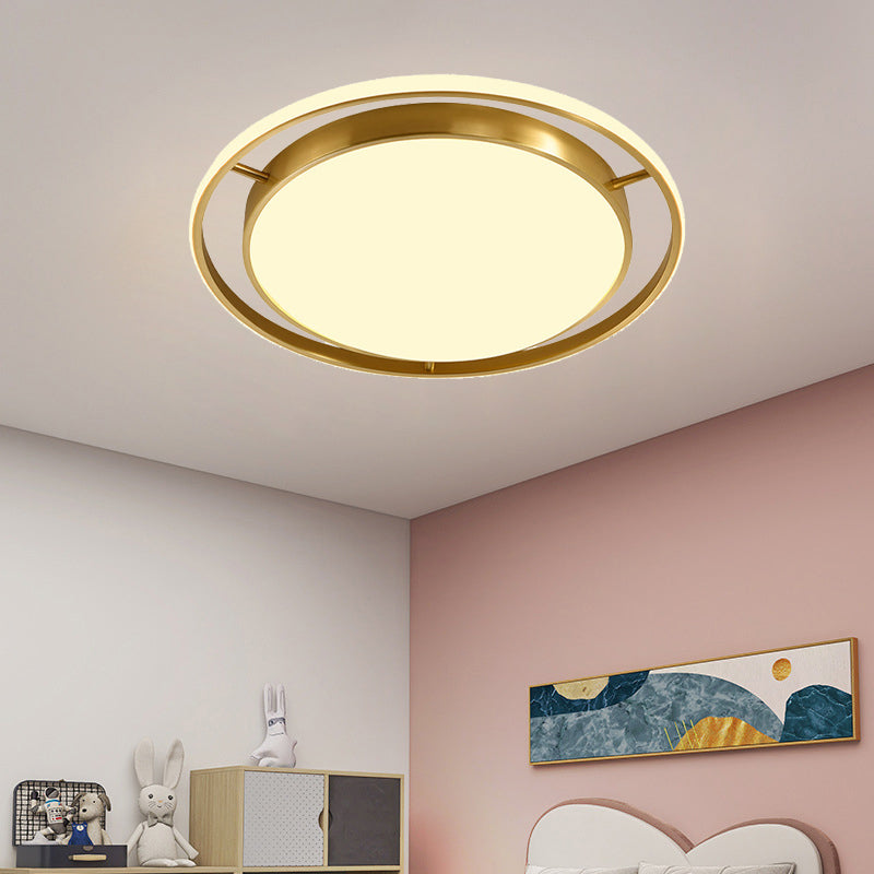 Round Flush Mount Modern Metal Flush Mount Ceiling Light in Gold