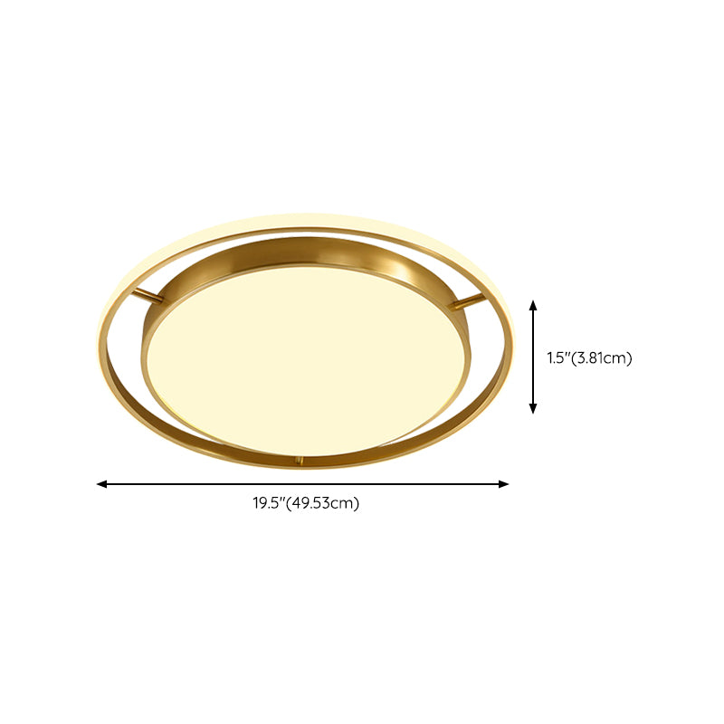 Round Flush Mount Modern Metal Flush Mount Ceiling Light in Gold