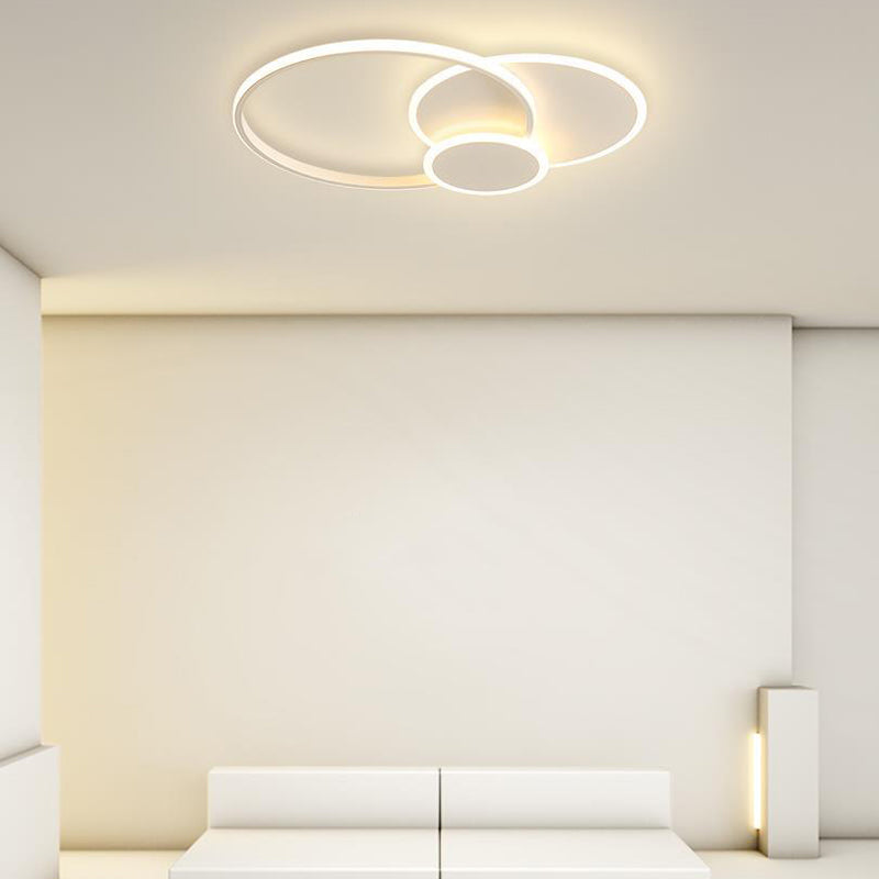 LED Iron and Acrylic Semi Flush 3 - Light Circle Ceiling Light in White