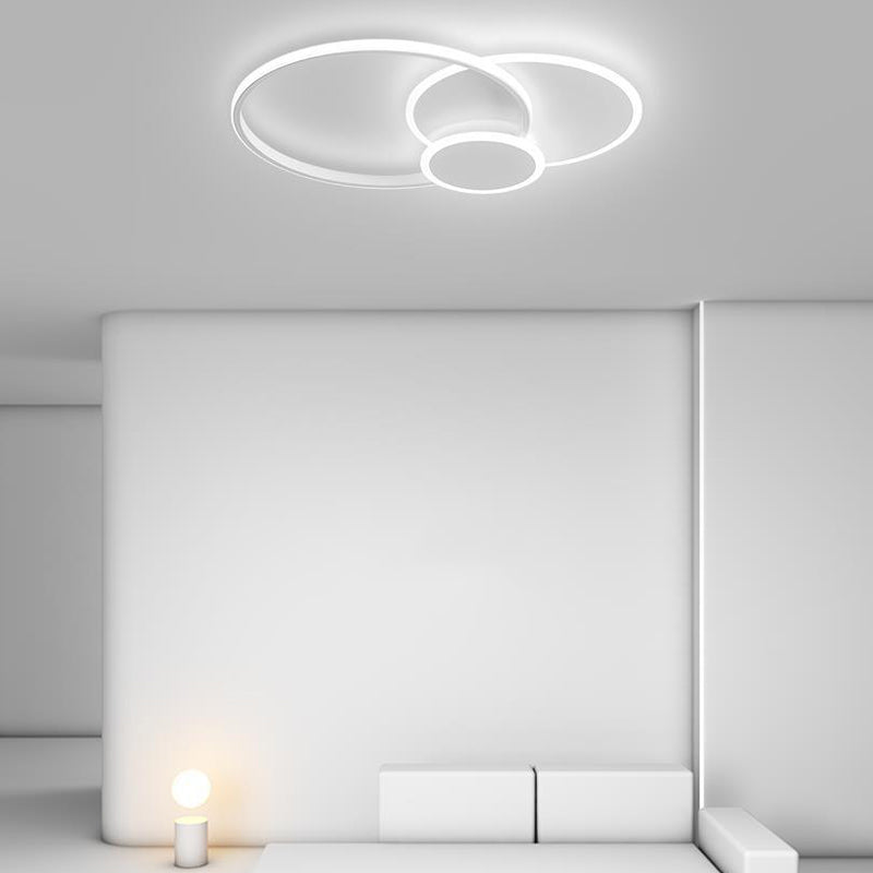 LED Iron and Acrylic Semi Flush 3 - Light Circle Ceiling Light in White