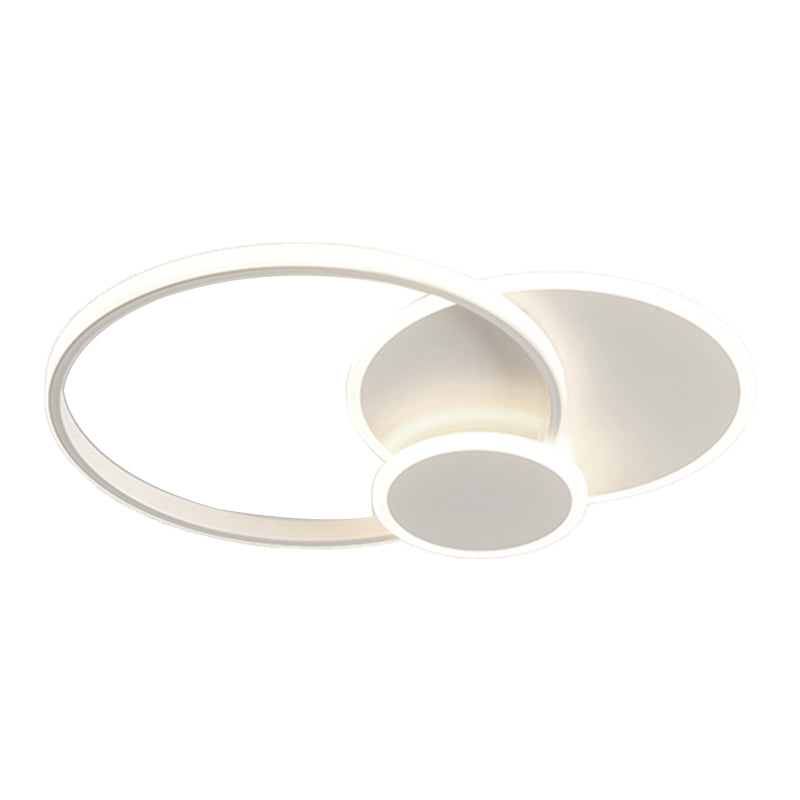 LED Iron and Acrylic Semi Flush 3 - Light Circle Ceiling Light in White