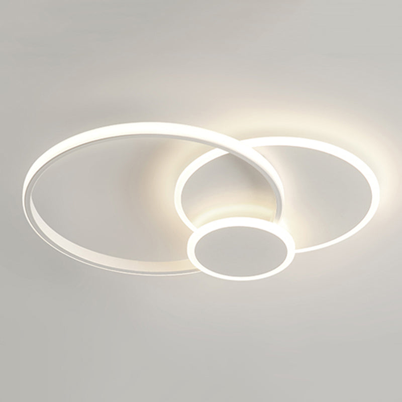 LED Iron and Acrylic Semi Flush 3 - Light Circle Ceiling Light in White