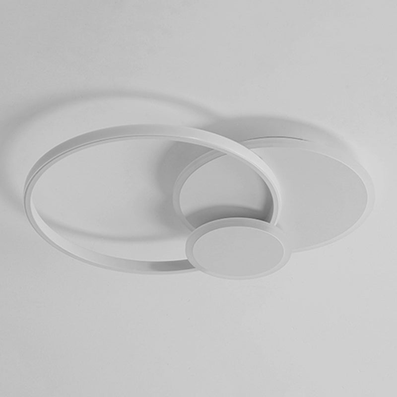 LED Iron and Acrylic Semi Flush 3 - Light Circle Ceiling Light in White