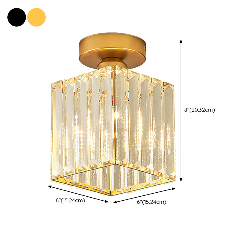 Single Golden/Black Flush Mount Lighting Crystal Shaded Ceiling Light for Bedroom