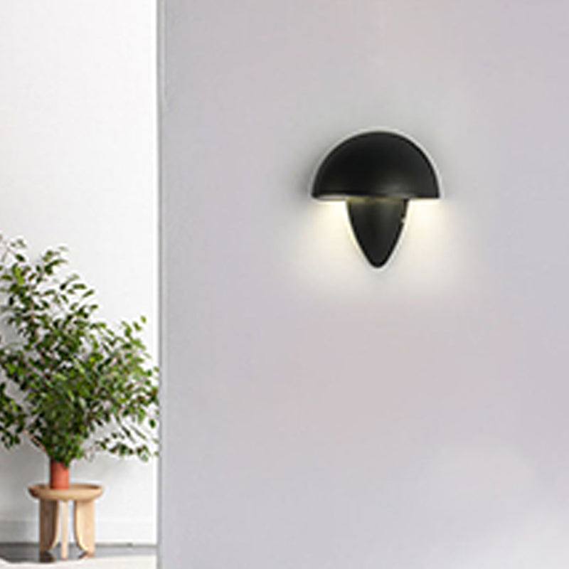 1 - Light Modern Wall Light Interior LED Mushroom Metal Wall Mount in Black / White