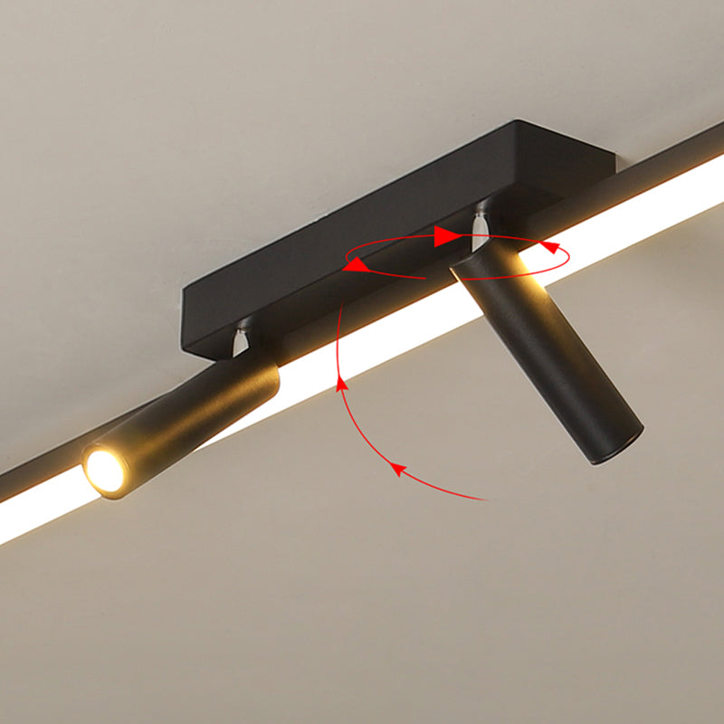 Modern Metal Flush Mount Linear Shape Flush Ceiling Lights with Acrylic Shade in Black