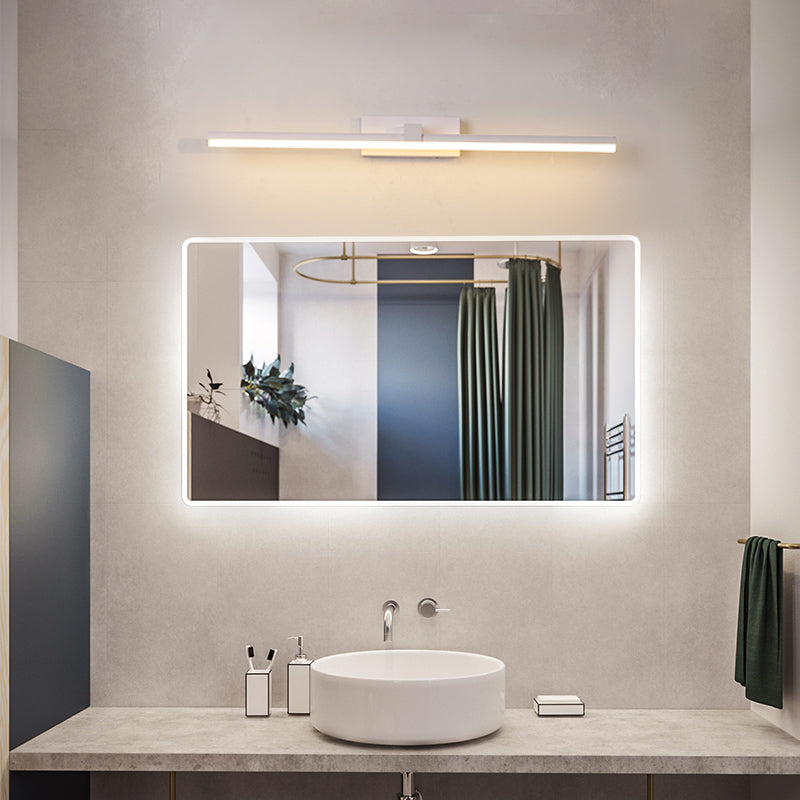 White Modern Metal Wall Sconce Linear Shape Vanity Lamp with Acrylic Shade for Bathroom