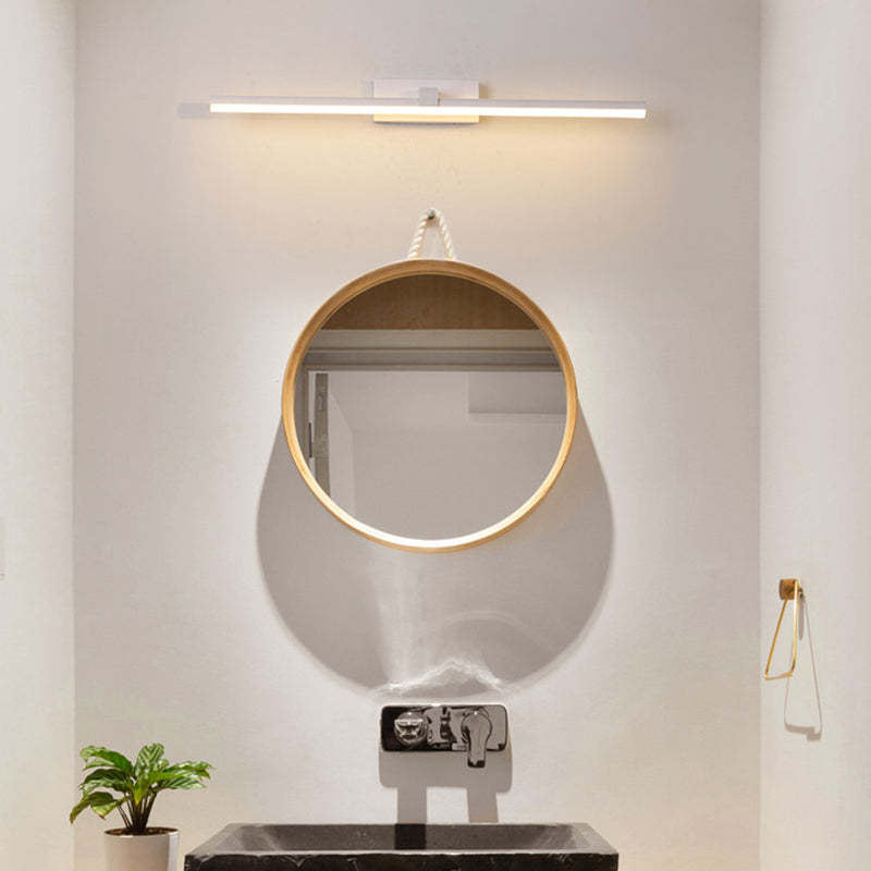 White Modern Metal Wall Sconce Linear Shape Vanity Lamp with Acrylic Shade for Bathroom