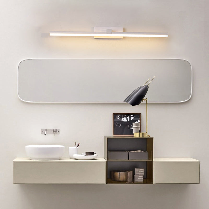 White Modern Metal Wall Sconce Linear Shape Vanity Lamp with Acrylic Shade for Bathroom