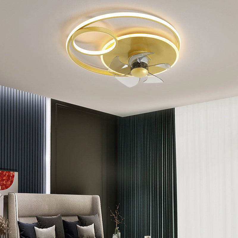 5-Blade Modern Ceiling Fan White/Golden LED Fan with Light for Home