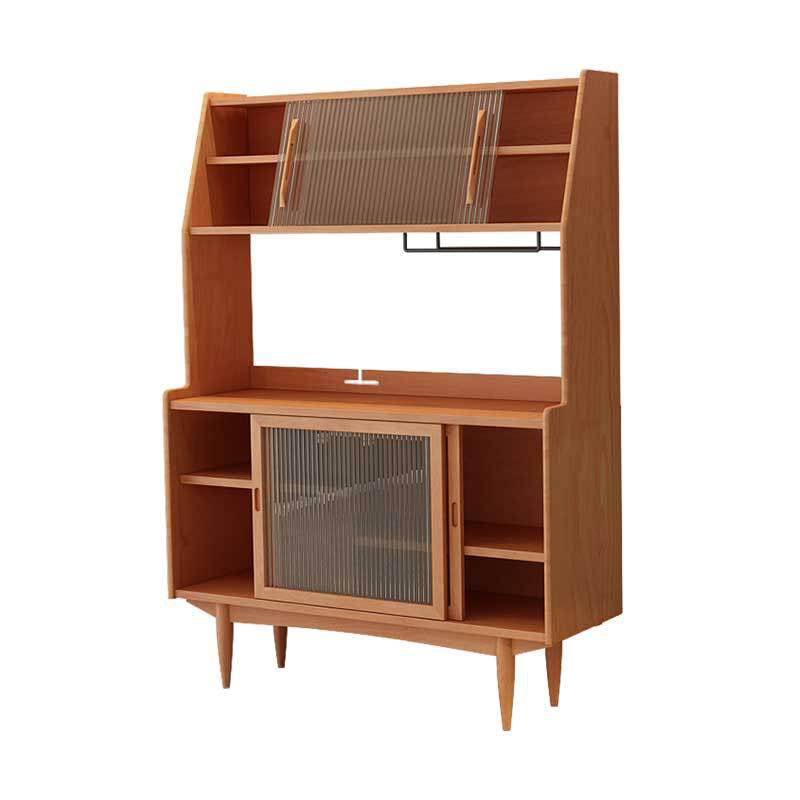 Contemporary Solid Wooden Hutch Buffet Glass Door Dining Hutch for Dining Room