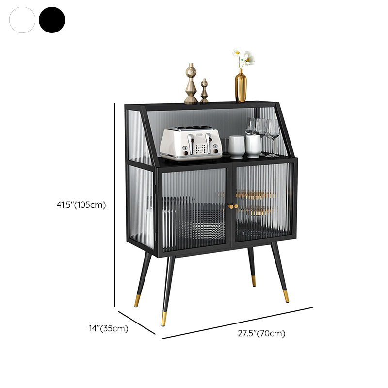 Industrial Curio Cabinet Metal Glass Doors Buffet Cabinet for Living Room