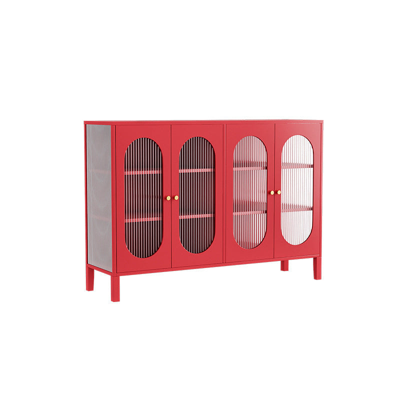 Industrial Curio Cabinet Metal Glass Doors Display Cabinet for Living Room