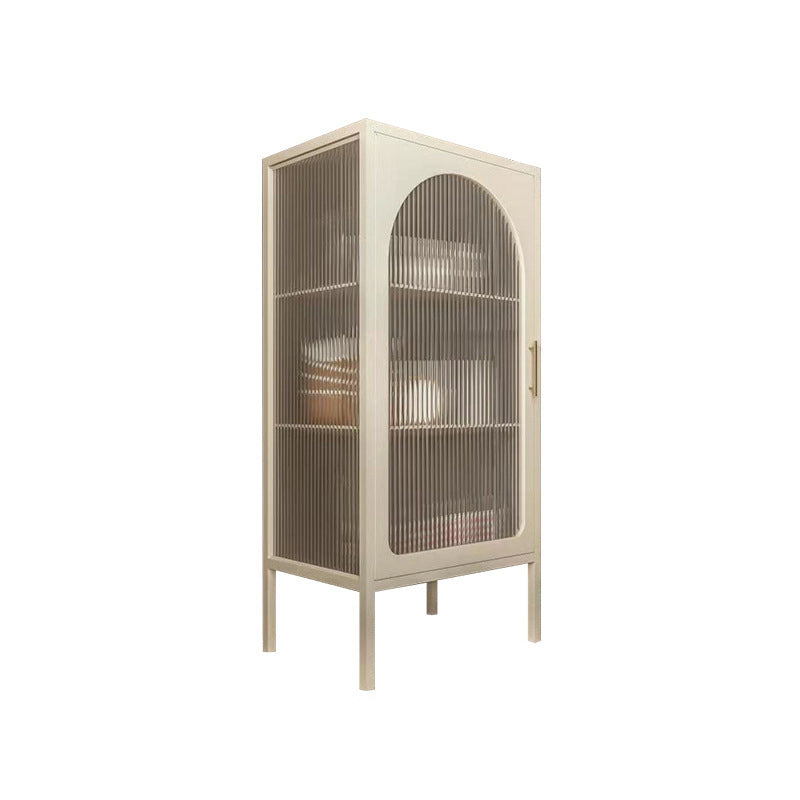 Industrial Curio Cabinet Metal Glass Doors Storage Cabinet for Living Room