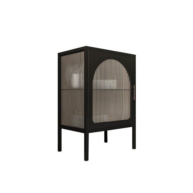 Industrial Curio Cabinet Metal Glass Doors Storage Cabinet for Living Room