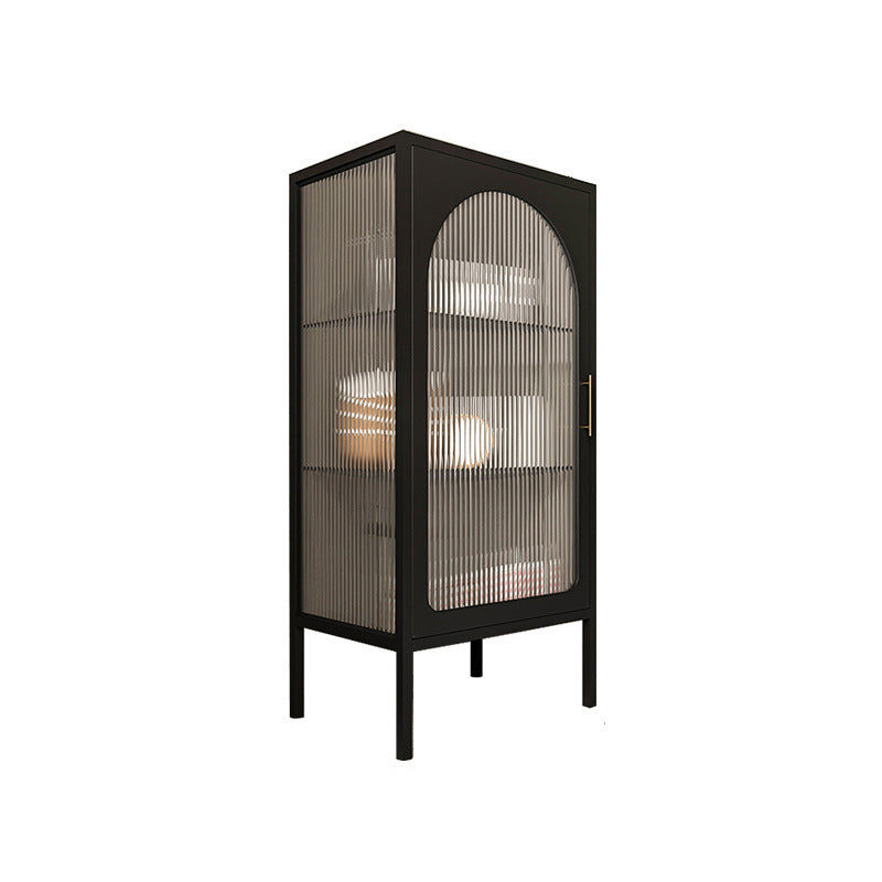 Industrial Curio Cabinet Metal Glass Doors Storage Cabinet for Living Room