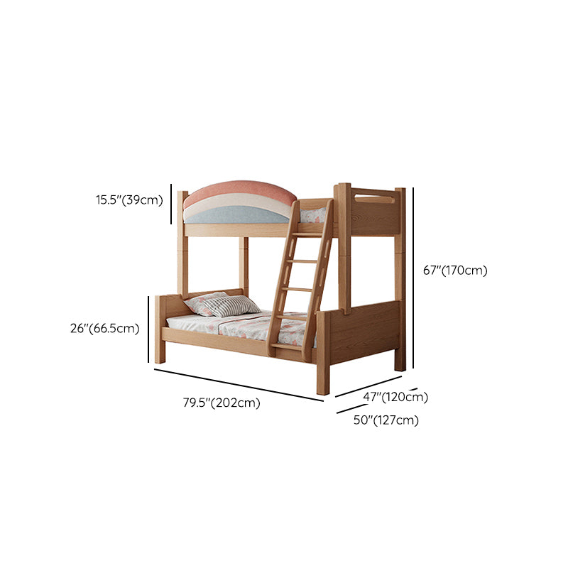 Contemporary Solid Wood Bunk Bed Built-In Ladder Kids Bed with Guardrail