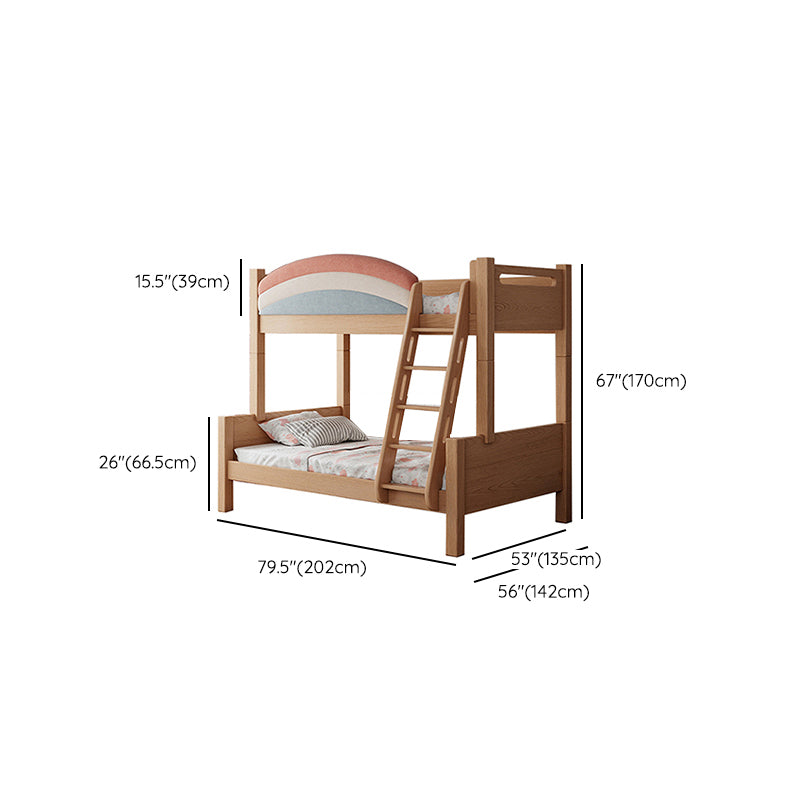 Contemporary Solid Wood Bunk Bed Built-In Ladder Kids Bed with Guardrail