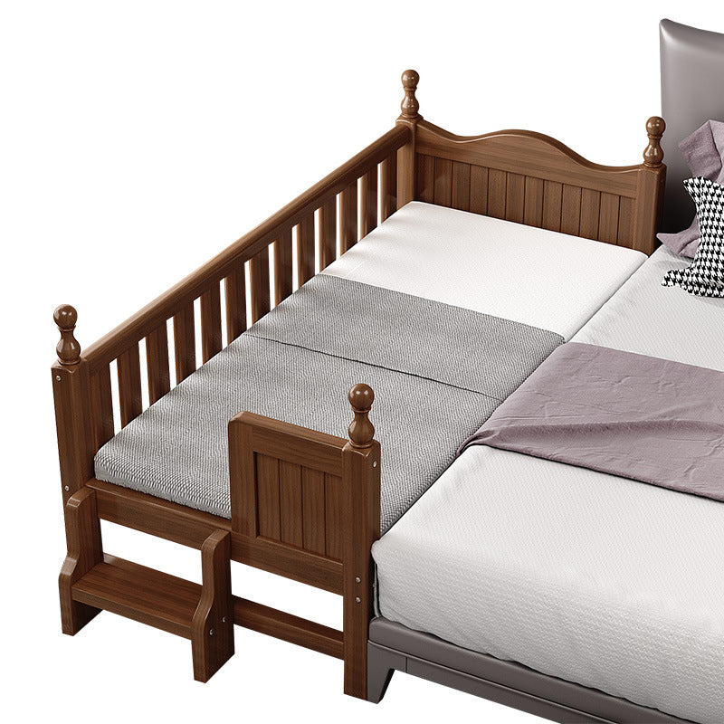 Scandinavian Solid Wood Bed Headboard Kids Bed with Guardrail