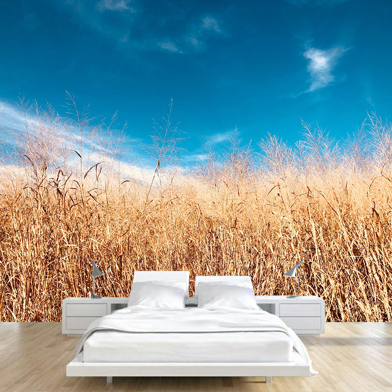 Wheat Field Resistant Mural Wallpaper Environment Friendly Sleeping Room Wall Mural