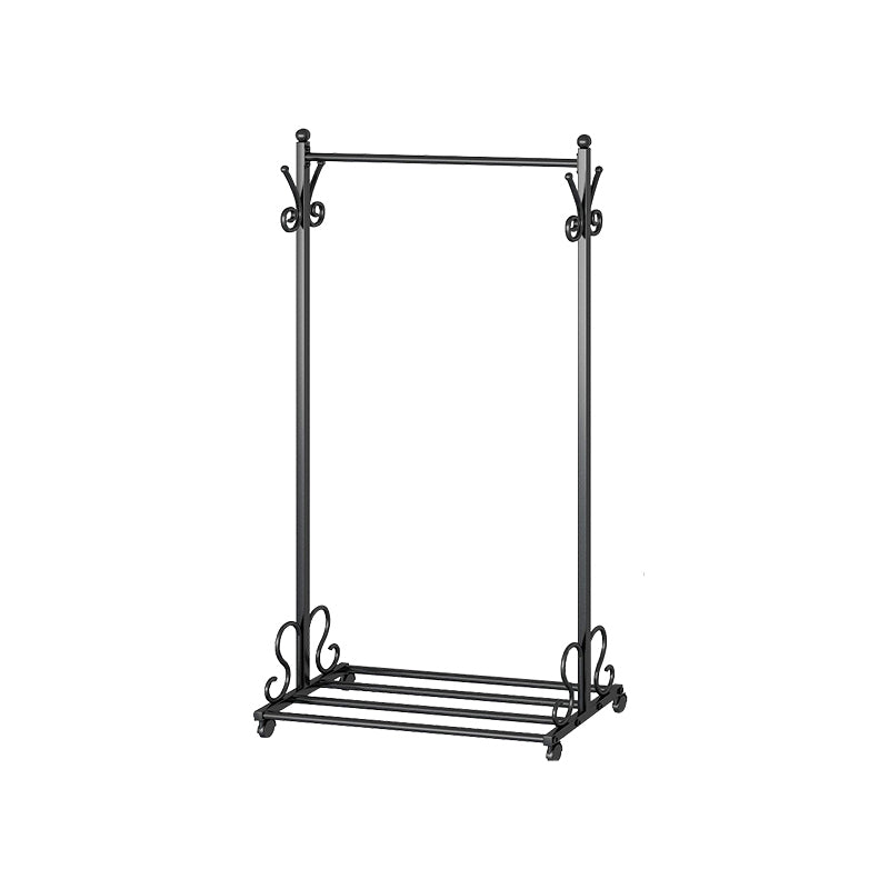 Modern Coat Hanger Metal Framed Hanging Rail Lower Shelf and Hooks Hall Stand