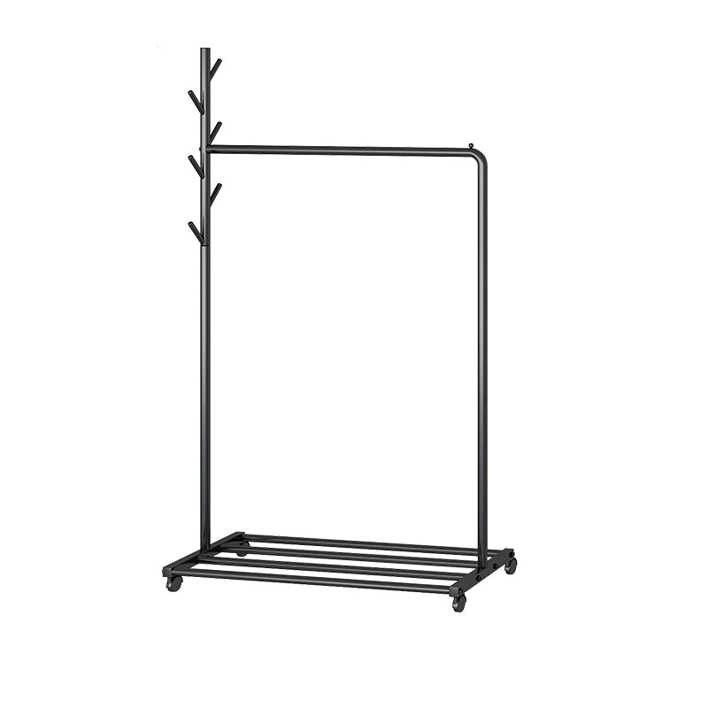 Modern Coat Hanger Metal Framed Hanging Rail Lower Shelf and Hooks Hall Stand