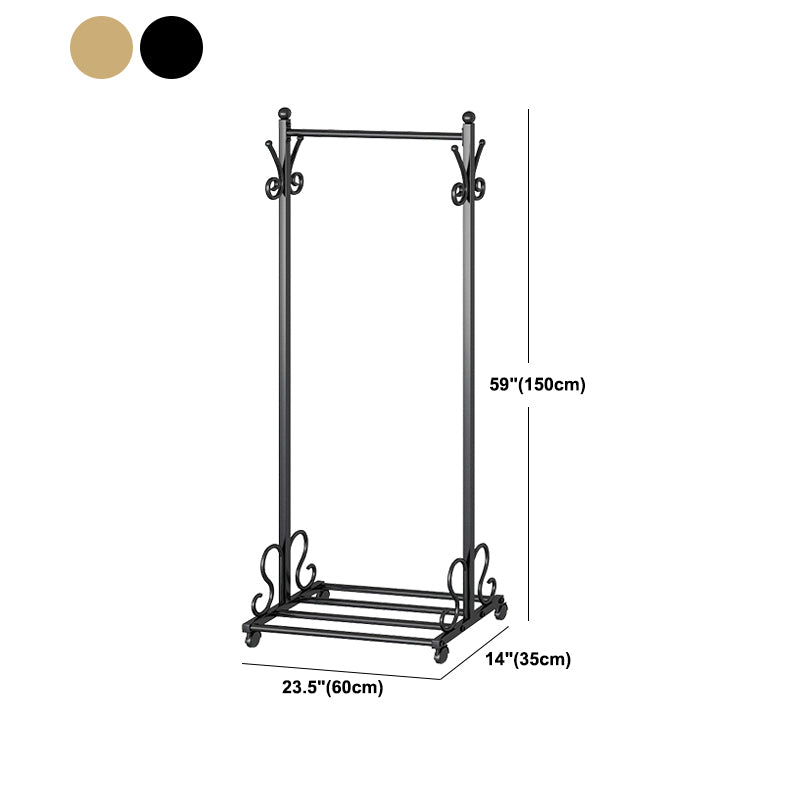 Modern Coat Hanger Metal Framed Hanging Rail Lower Shelf and Hooks Hall Stand