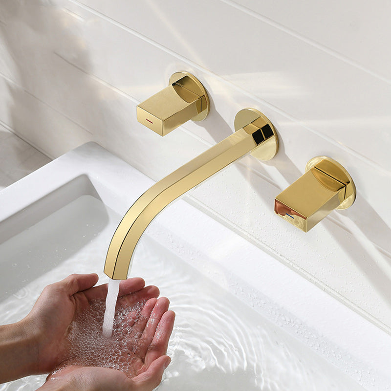 Light Luxury Wall Mounted Bathroom Faucet Double Handles Vessel Faucet