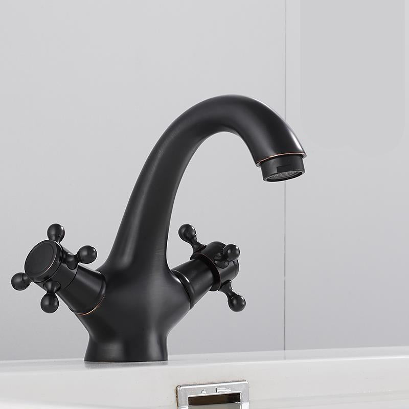 Centerset Lavatory Faucet One Hole Bathroom Faucet with 2 Cross Handles