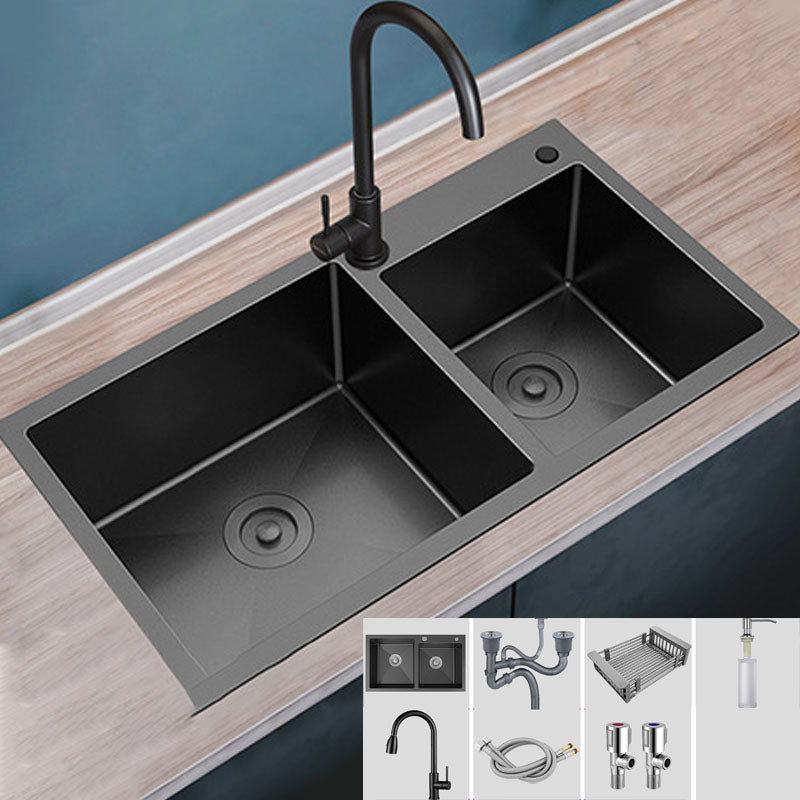 Modern Workstation Stainless Steel with Basket Strainer and Faucet Kitchen Sink