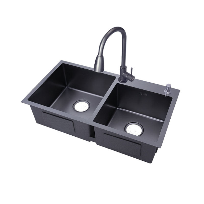 Modern Workstation Stainless Steel with Basket Strainer and Faucet Kitchen Sink