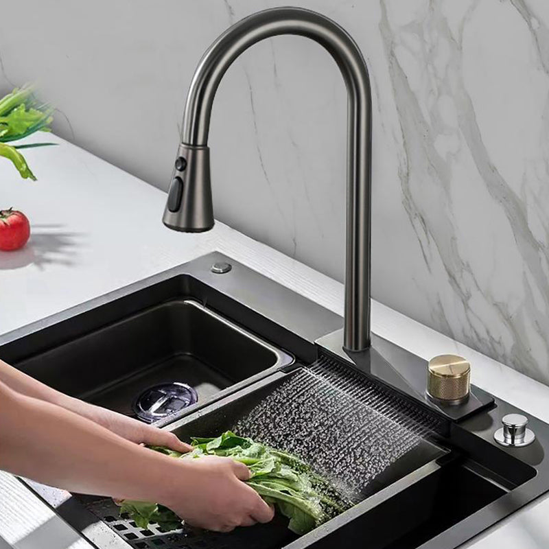 Contemporary Kitchen Sink Stainless Steel Friction Resistant Kitchen Sink with Faucet