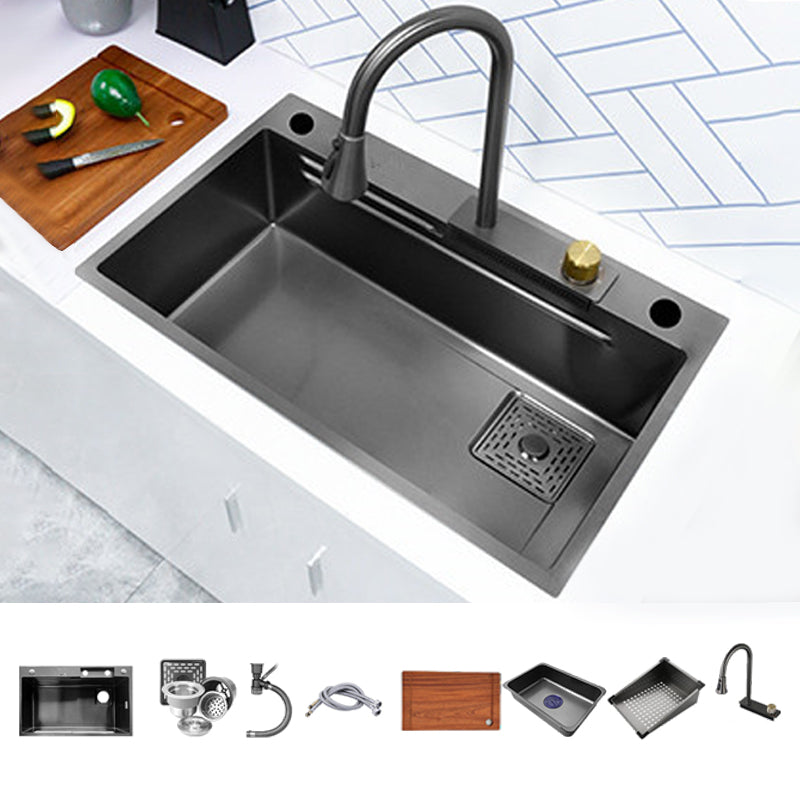 Contemporary Kitchen Sink Stainless Steel Friction Resistant Kitchen Sink with Faucet