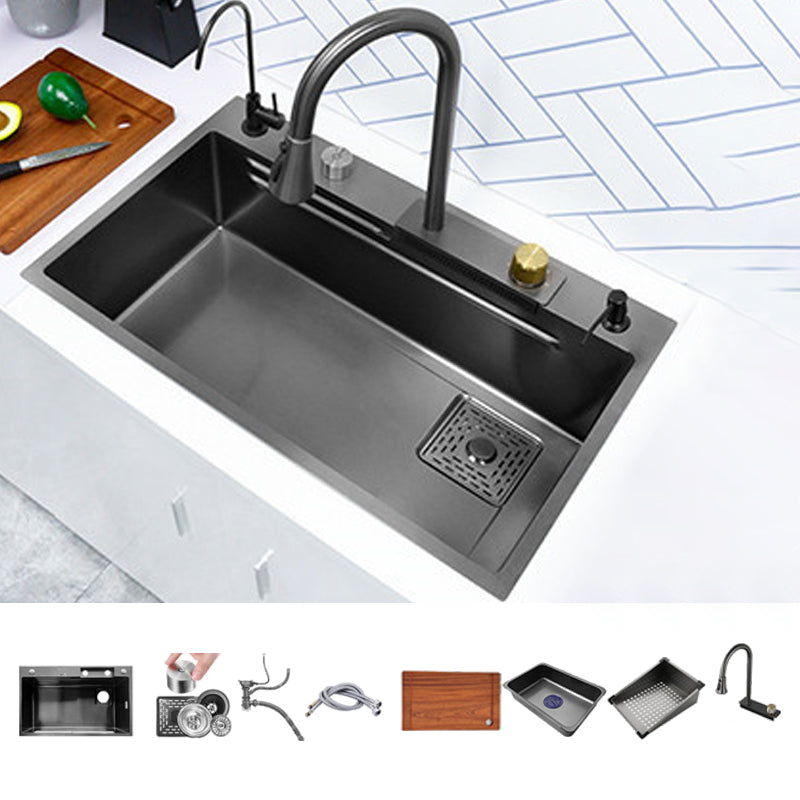 Contemporary Kitchen Sink Stainless Steel Friction Resistant Kitchen Sink with Faucet