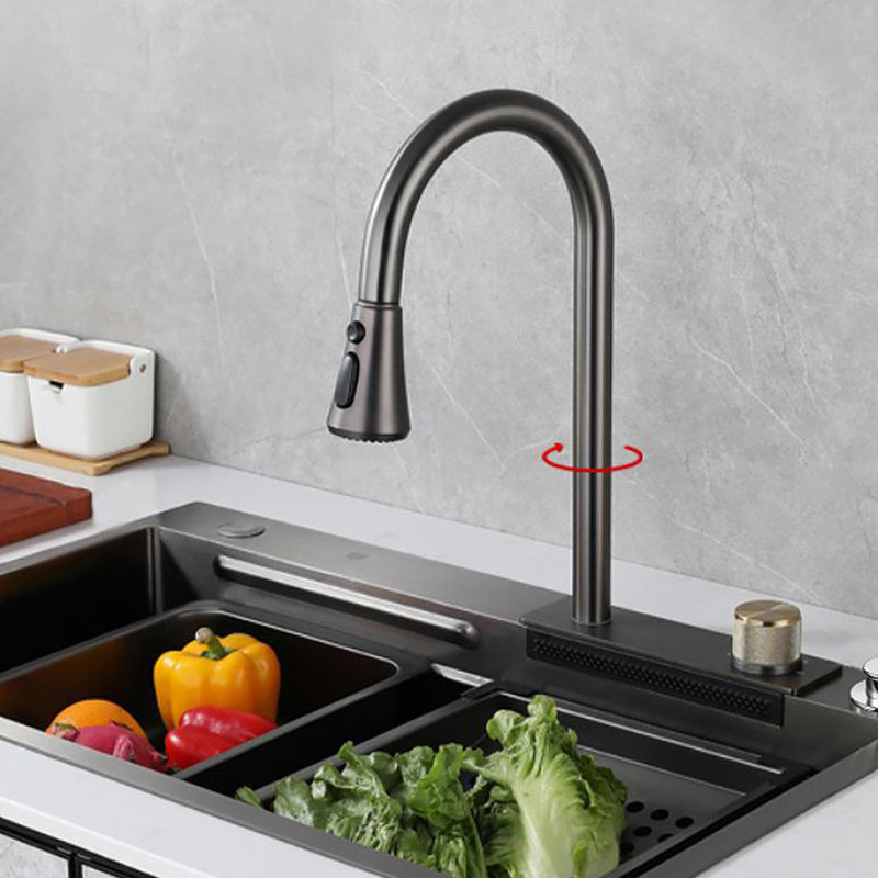 Contemporary Kitchen Sink Stainless Steel Friction Resistant Kitchen Sink with Faucet