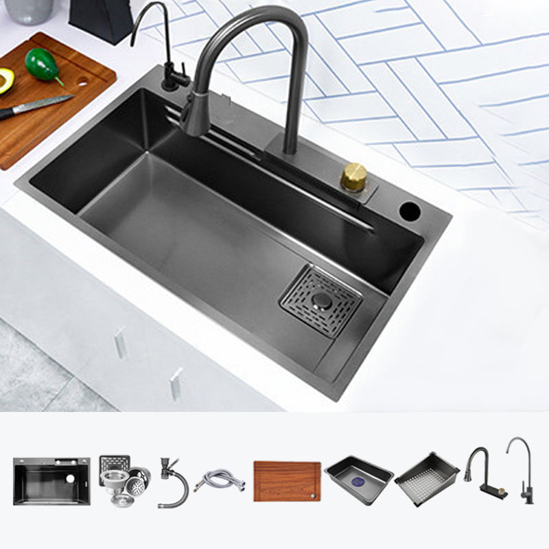 Contemporary Kitchen Sink Stainless Steel Friction Resistant Kitchen Sink with Faucet