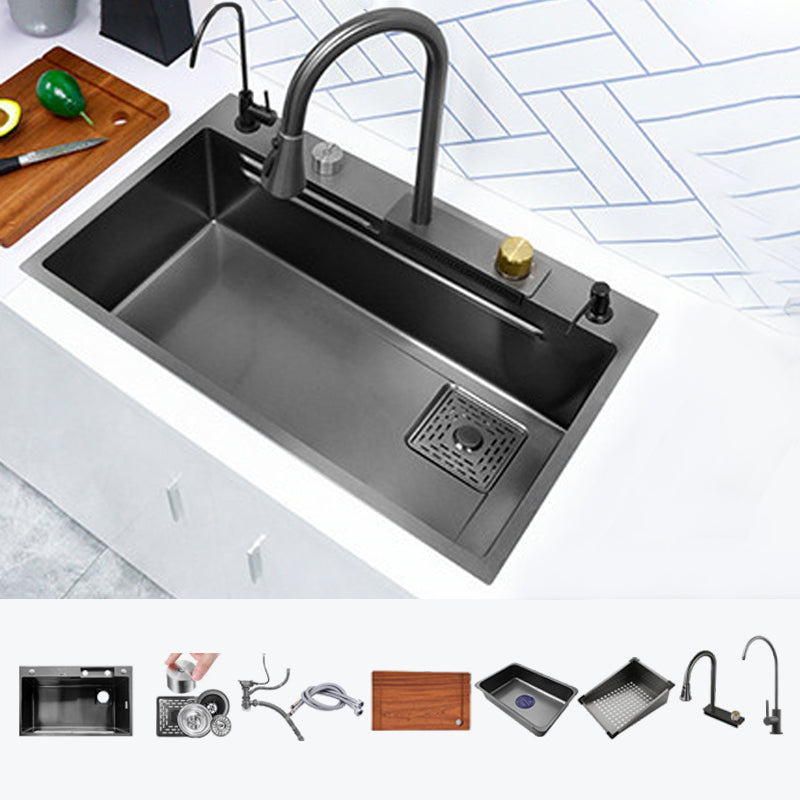 Contemporary Kitchen Sink Stainless Steel Friction Resistant Kitchen Sink with Faucet