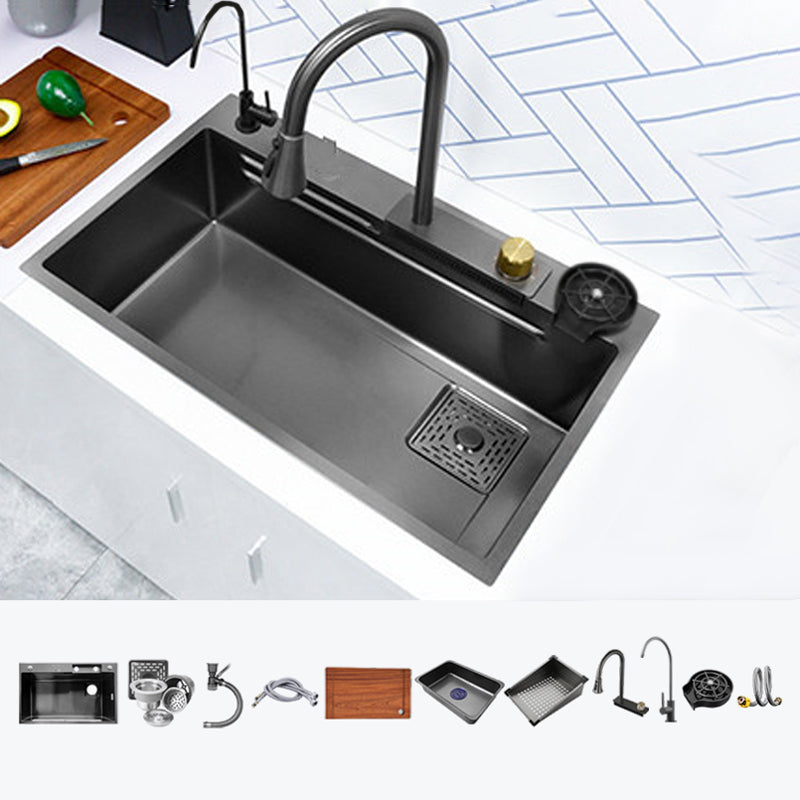 Contemporary Kitchen Sink Stainless Steel Friction Resistant Kitchen Sink with Faucet