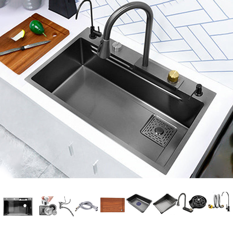 Contemporary Kitchen Sink Stainless Steel Friction Resistant Kitchen Sink with Faucet